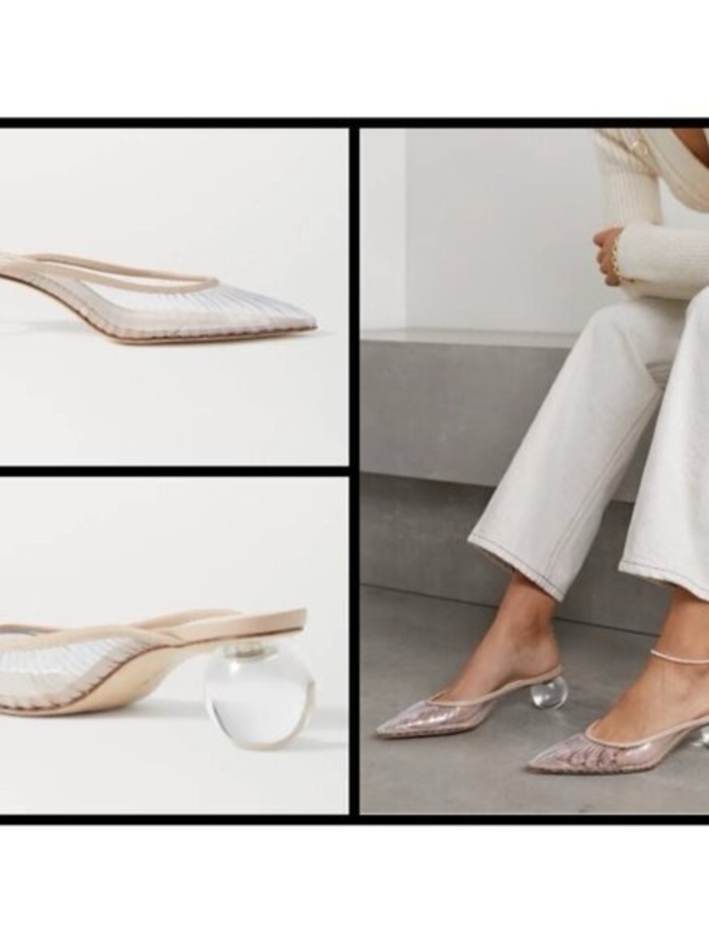 cult gaia Iridescent Sheer Pointed Mule with Sculptural Clear Heel